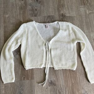 Laura Ashley White Open-Knit Cardigan